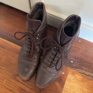 Brown leather vintage lace up boots